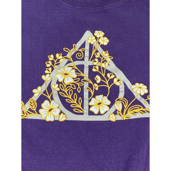 Boxlunch Harry Potter Wizarding World Deathly Hollows Logo Floral Crewneck Sz S - Picture 9 of 12
